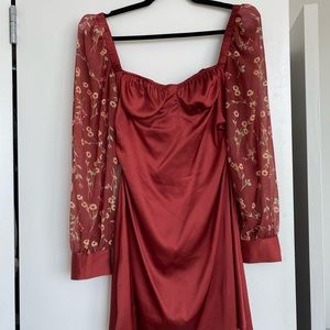 WeWoreWhat PUFF SLEEVE ROSES AND DAISES MINI DRESS